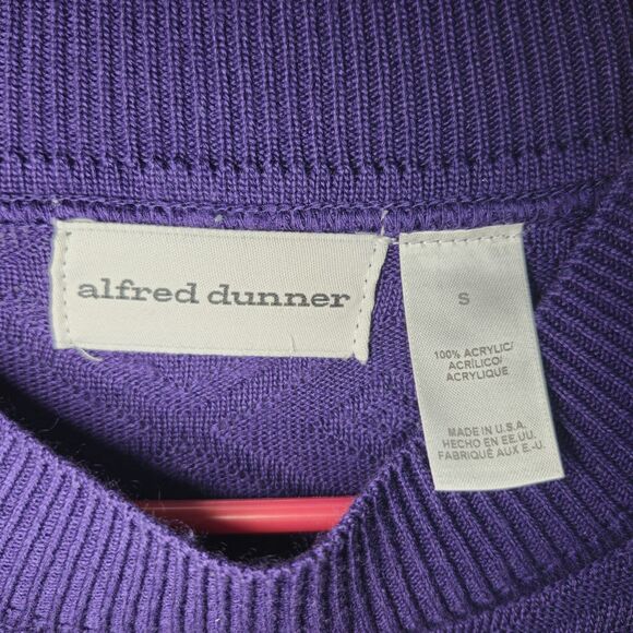 Alfred Dunner Vintage Purple Knit Sweater Small Diamond Mock Neck LS 100%Acrylic - Picture 4 of 8